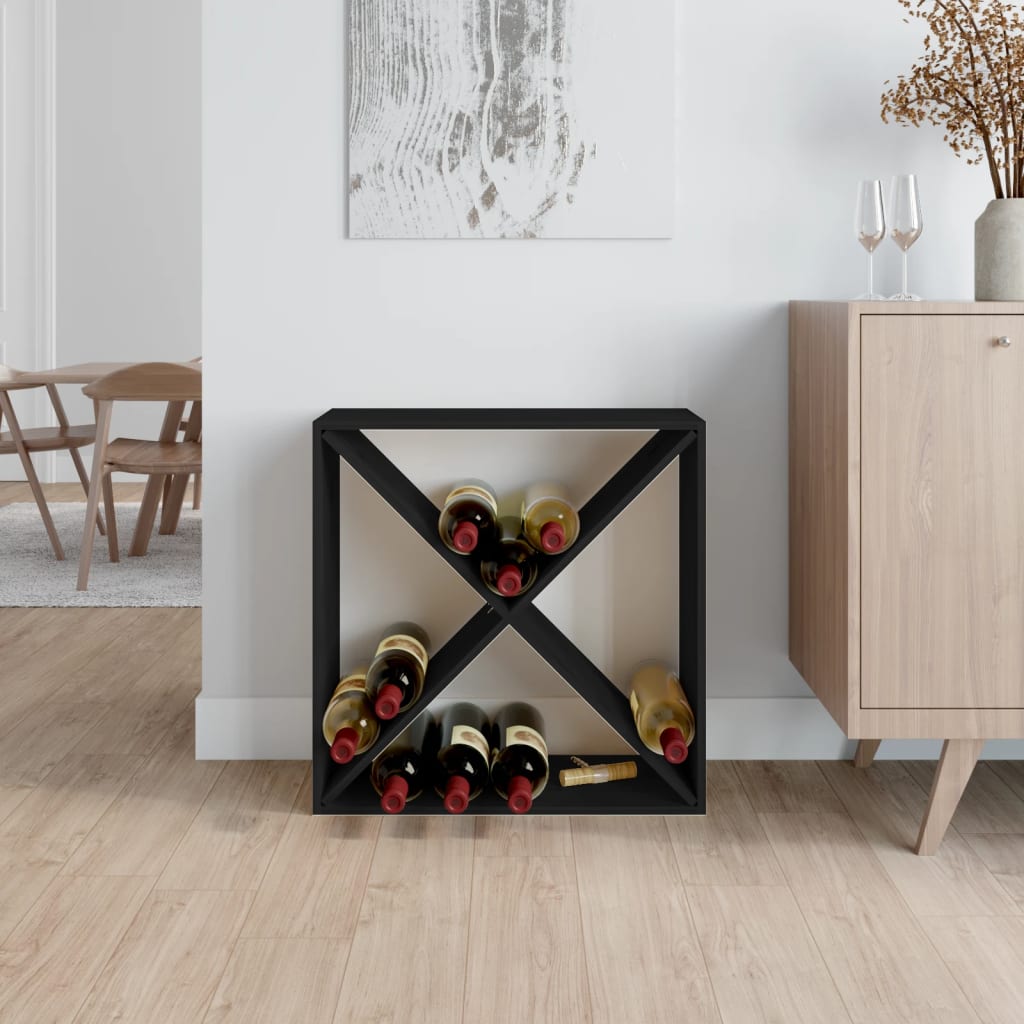 vidaXL Dulap de vinuri, negru, 62x25x62 cm, lemn masiv de pin