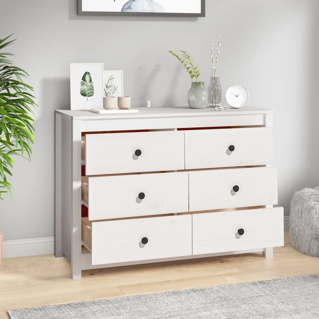 vidaXL Dulap lateral, alb, 100x40x72 cm, lemn masiv de pin