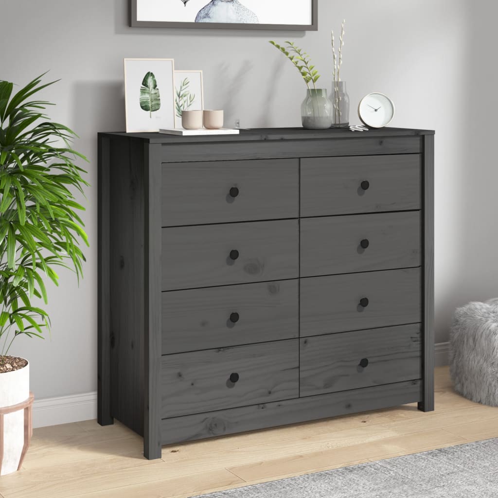 vidaXL Dulap lateral, gri, 100x40x90 cm, lemn masiv de pin