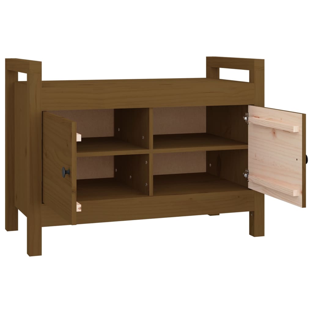 vidaXL Bancă de hol, maro miere, 80x40x60 cm, lemn masiv pin vidaXL Bancă de hol, maro miere, 80x40x60 cm, lemn masiv pin