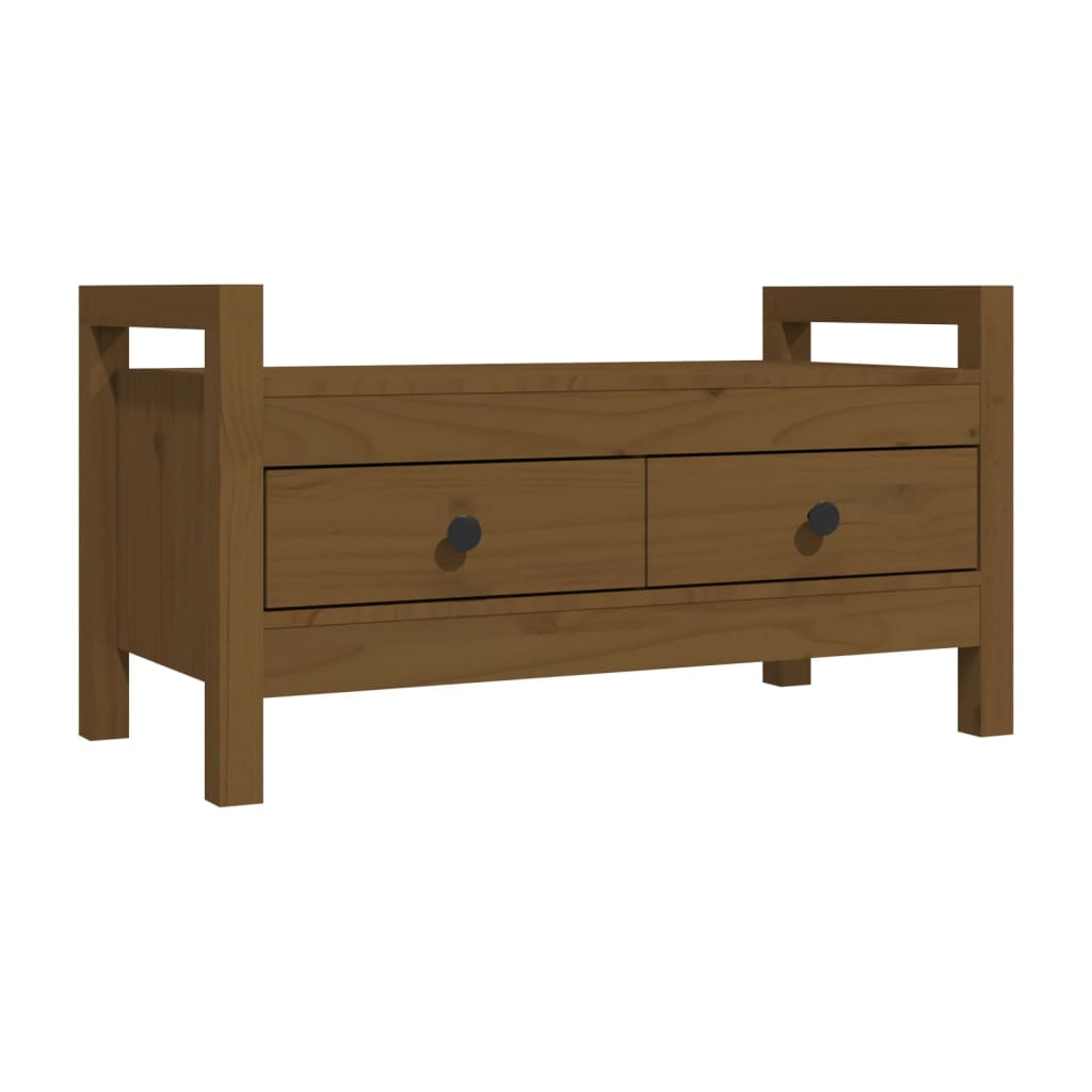 vidaXL Bancă de hol, maro miere, 80x40x43 cm, lemn masiv pin vidaXL Bancă de hol, maro miere, 80x40x43 cm, lemn masiv pin