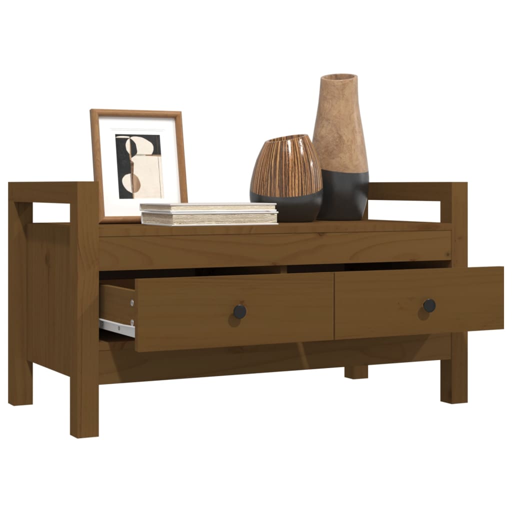 vidaXL Bancă de hol, maro miere, 80x40x43 cm, lemn masiv pin vidaXL Bancă de hol, maro miere, 80x40x43 cm, lemn masiv pin