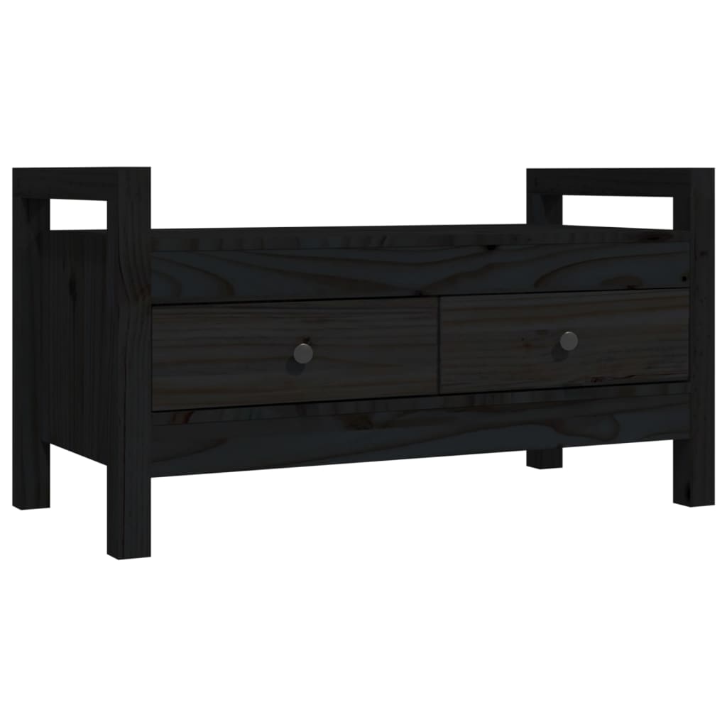 vidaXL Bancă de hol, negru, 80x40x43 cm, lemn masiv pin vidaXL Bancă de hol, negru, 80x40x43 cm, lemn masiv pin