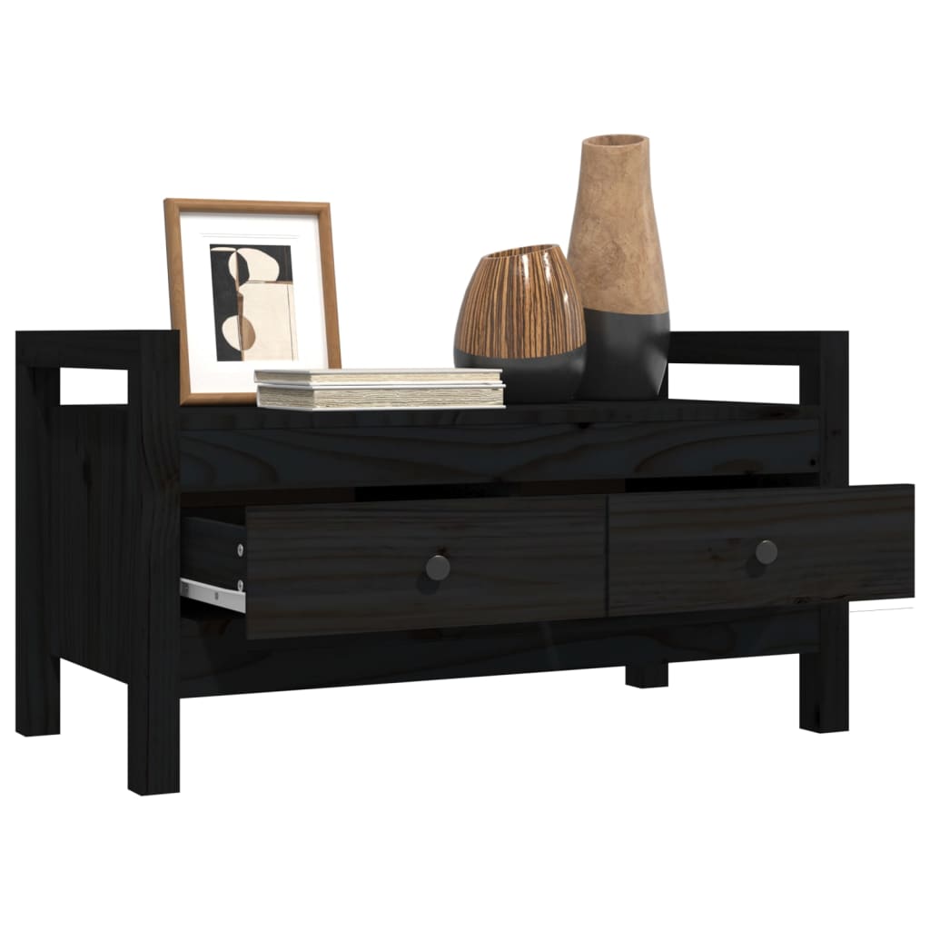 vidaXL Bancă de hol, negru, 80x40x43 cm, lemn masiv pin vidaXL Bancă de hol, negru, 80x40x43 cm, lemn masiv pin