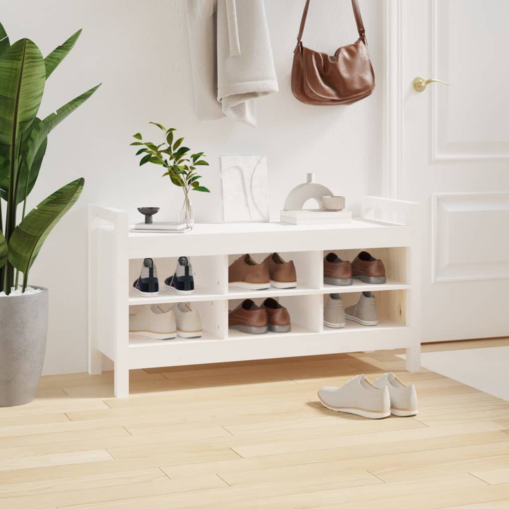 vidaXL Bancă de hol, alb, 110x40x60 cm, lemn masiv de pin vidaXL Bancă de hol, alb, 110x40x60 cm, lemn masiv de pin