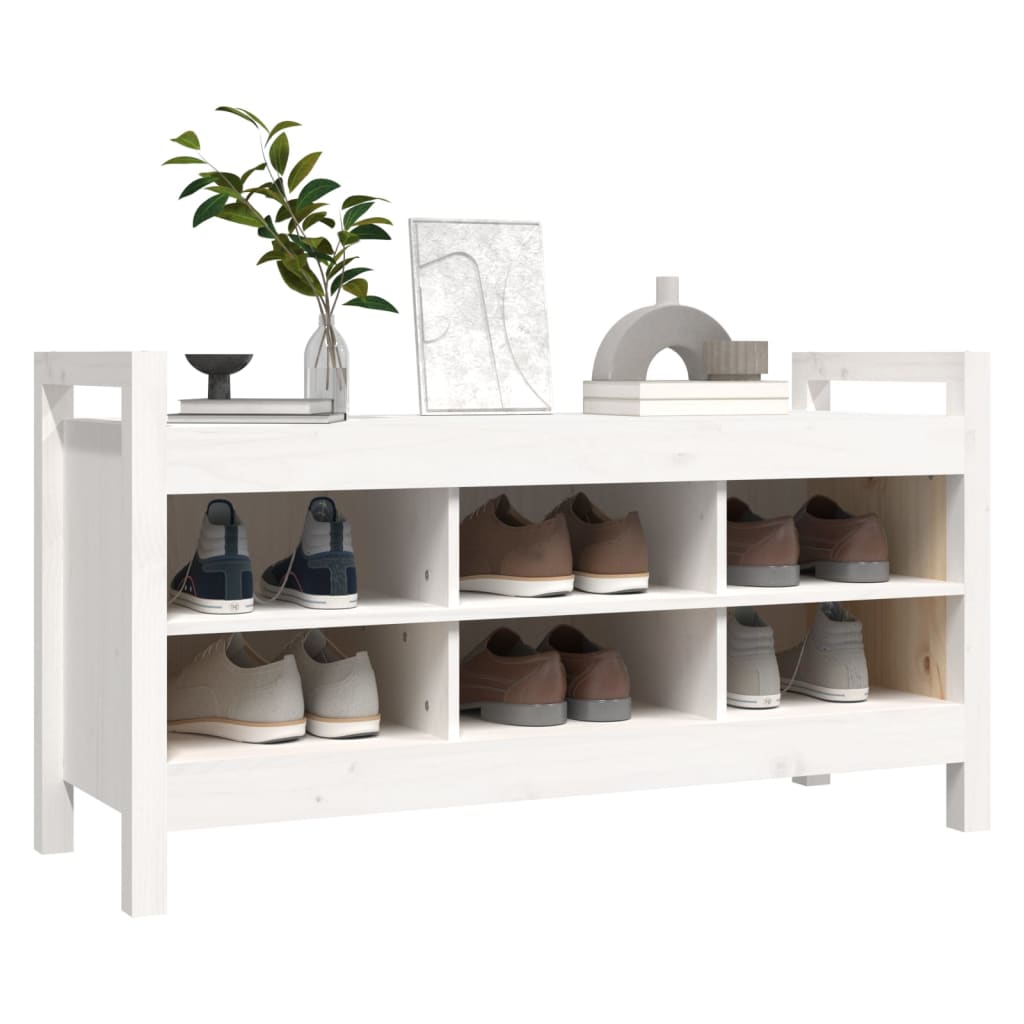 vidaXL Bancă de hol, alb, 110x40x60 cm, lemn masiv de pin vidaXL Bancă de hol, alb, 110x40x60 cm, lemn masiv de pin