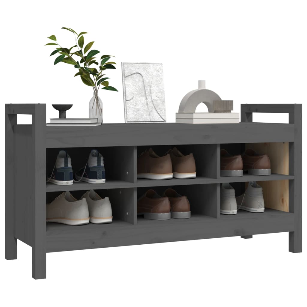 vidaXL Bancă de hol, gri, 110x40x60 cm, lemn masiv de pin vidaXL Bancă de hol, gri, 110x40x60 cm, lemn masiv de pin