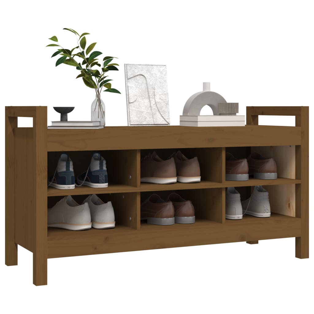 vidaXL Bancă de hol, maro miere, 110x40x60 cm, lemn masiv de pin vidaXL Bancă de hol, maro miere, 110x40x60 cm, lemn masiv de pin
