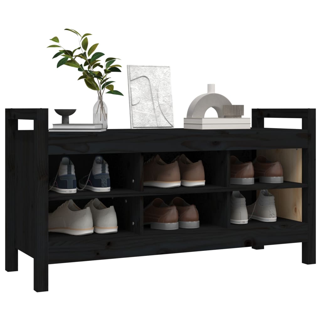 vidaXL Bancă de hol, negru, 110x40x60 cm, lemn masiv de pin