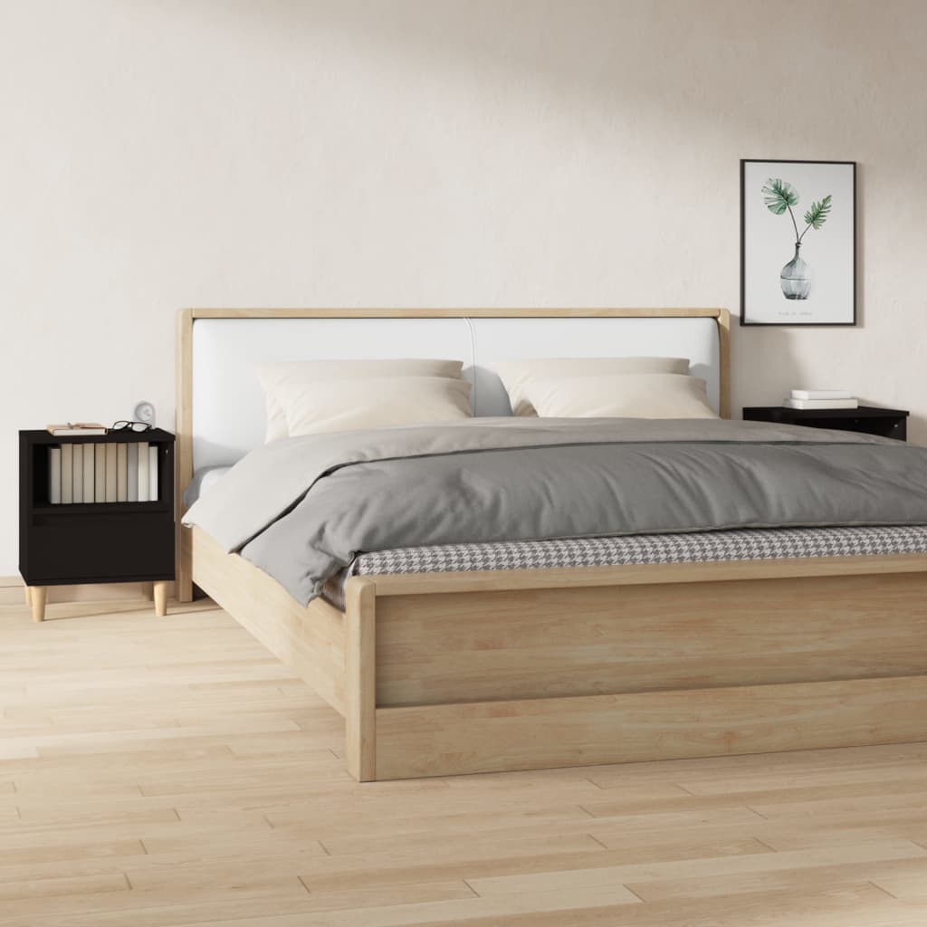 vidaXL Noptiere, 2 buc., negru, 40x35x50 cm vidaXL Noptiere, 2 buc., negru, 40x35x50 cm