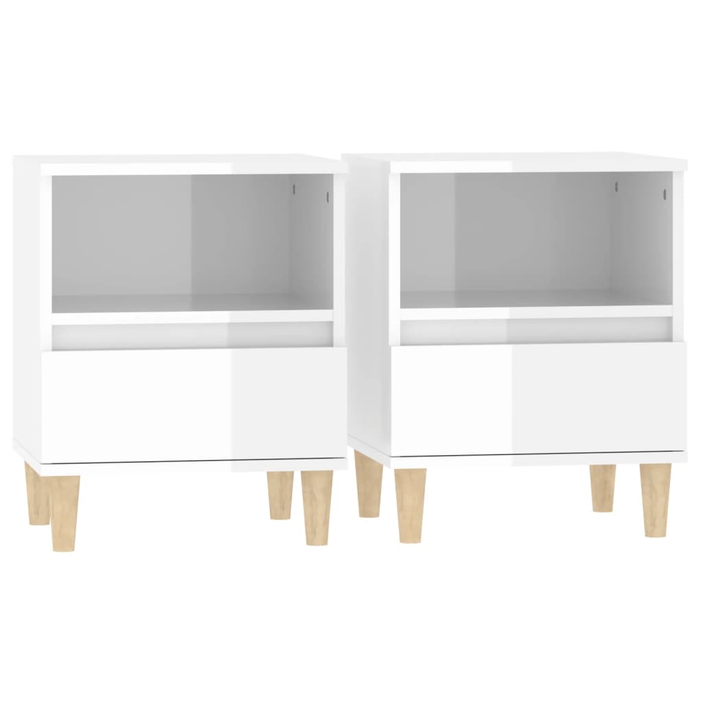 vidaXL Noptiere, 2 buc., alb extralucios, 40x35x50 cm vidaXL Noptiere, 2 buc., alb extralucios, 40x35x50 cm