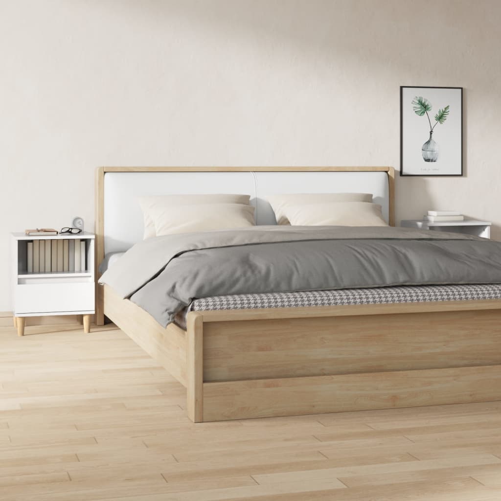 vidaXL Noptiere, 2 buc., alb extralucios, 40x35x50 cm vidaXL Noptiere, 2 buc., alb extralucios, 40x35x50 cm