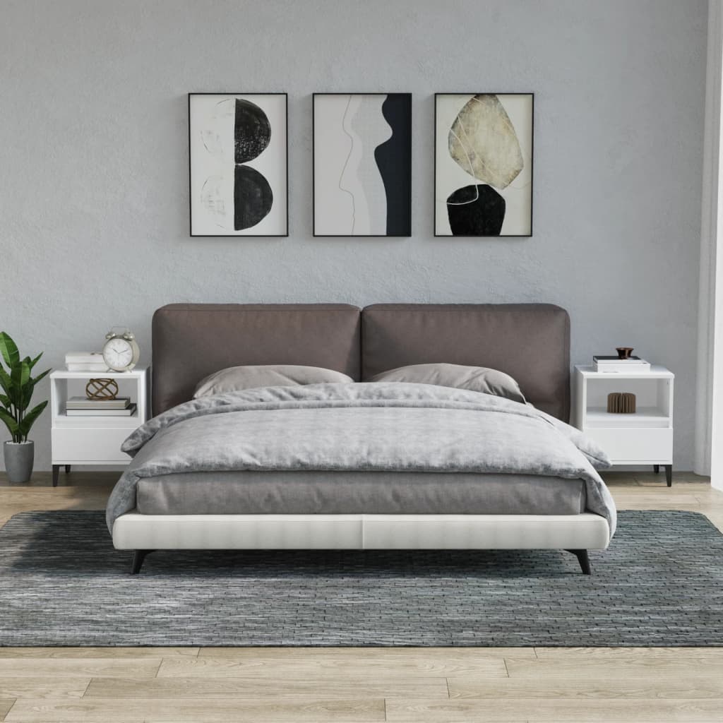 vidaXL Noptiere, 2 buc., alb, 40x35x50 cm