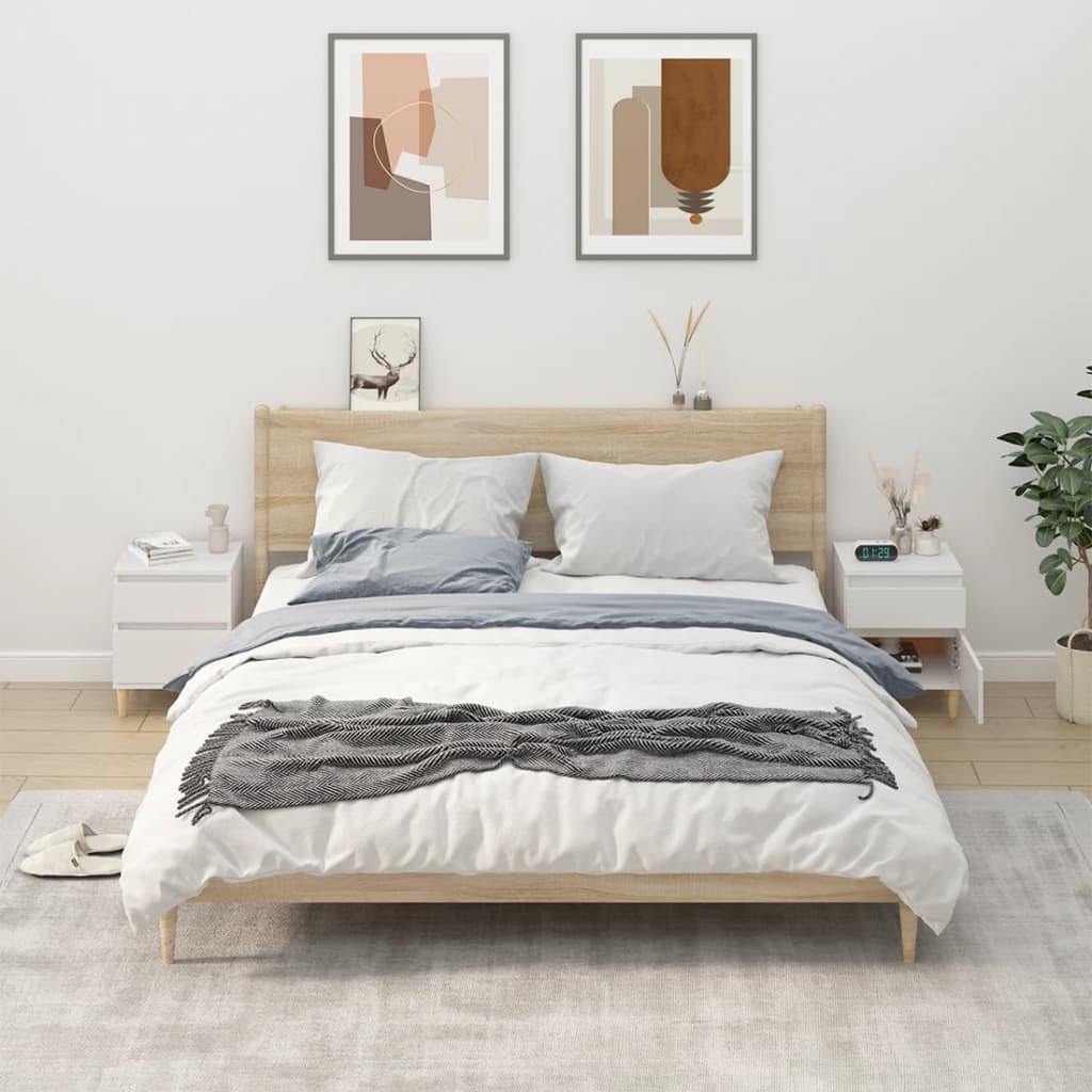 vidaXL Noptiere, 2 buc., alb, 40x35x50 cm vidaXL Noptiere, 2 buc., alb, 40x35x50 cm
