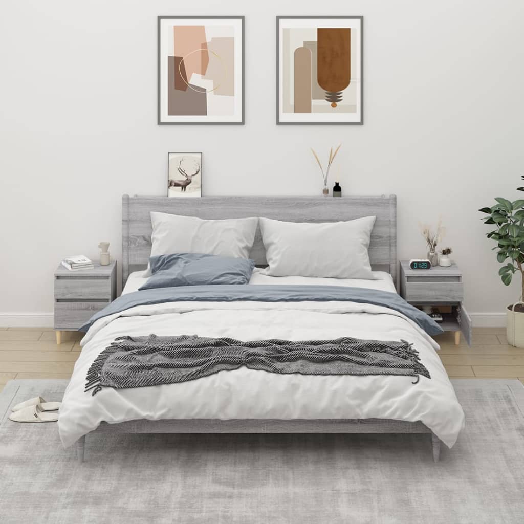 vidaXL Noptiere, 2 buc., gri sonoma, 40x35x50 cm vidaXL Noptiere, 2 buc., gri sonoma, 40x35x50 cm
