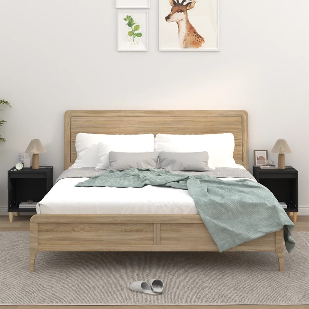 vidaXL Noptiere, 2 buc., negru, 40x35x50 cm vidaXL Noptiere, 2 buc., negru, 40x35x50 cm