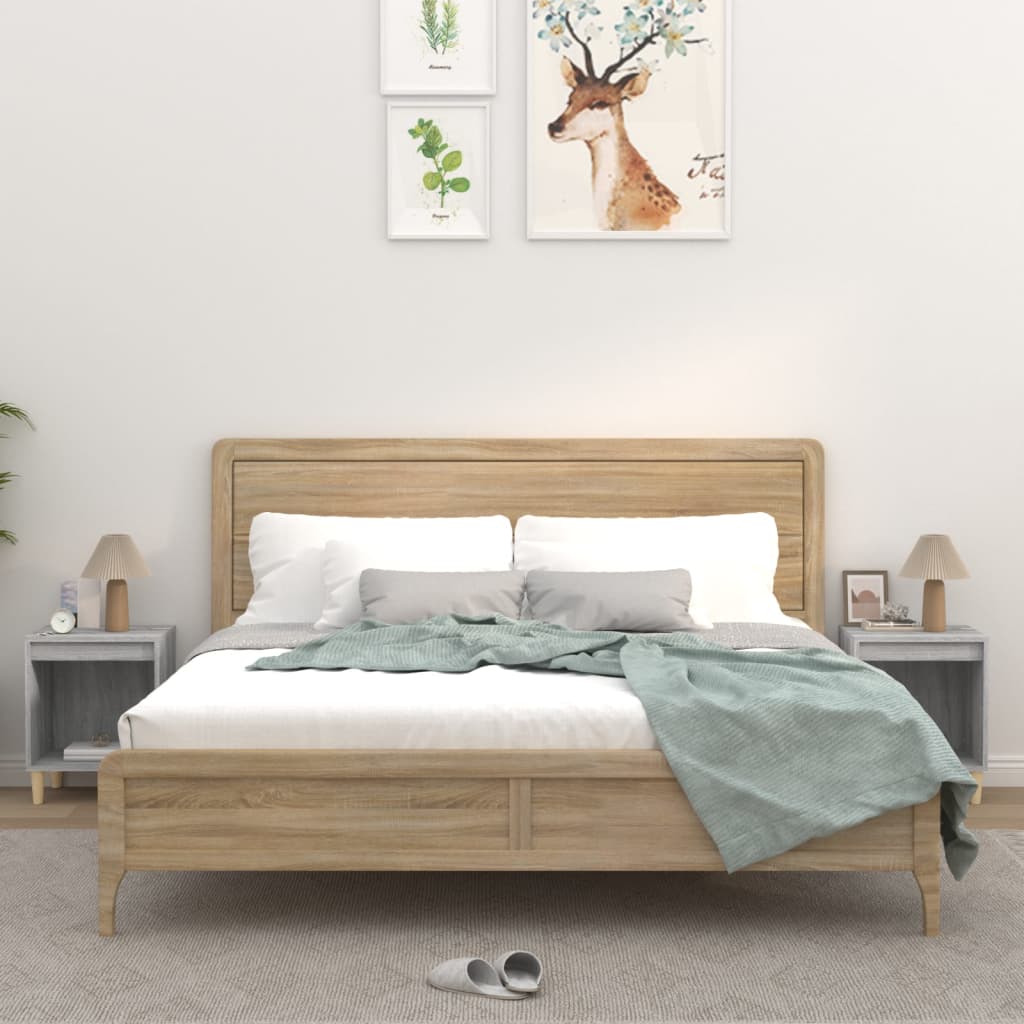 vidaXL Noptiere, 2 buc., gri sonoma, 40x35x50 cm vidaXL Noptiere, 2 buc., gri sonoma, 40x35x50 cm