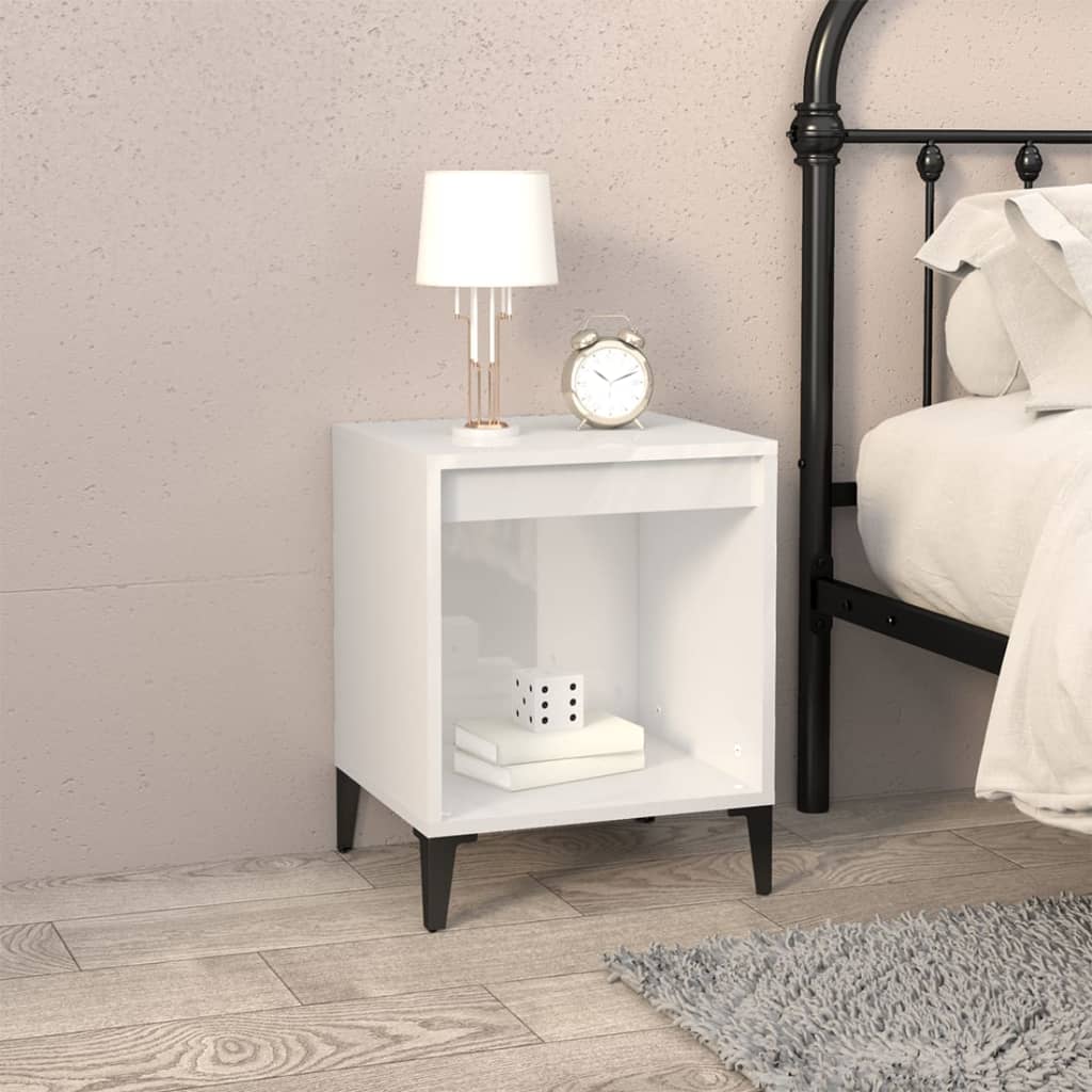 vidaXL Noptiere, alb extralucios, 40x35x50 cm vidaXL Noptiere, alb extralucios, 40x35x50 cm