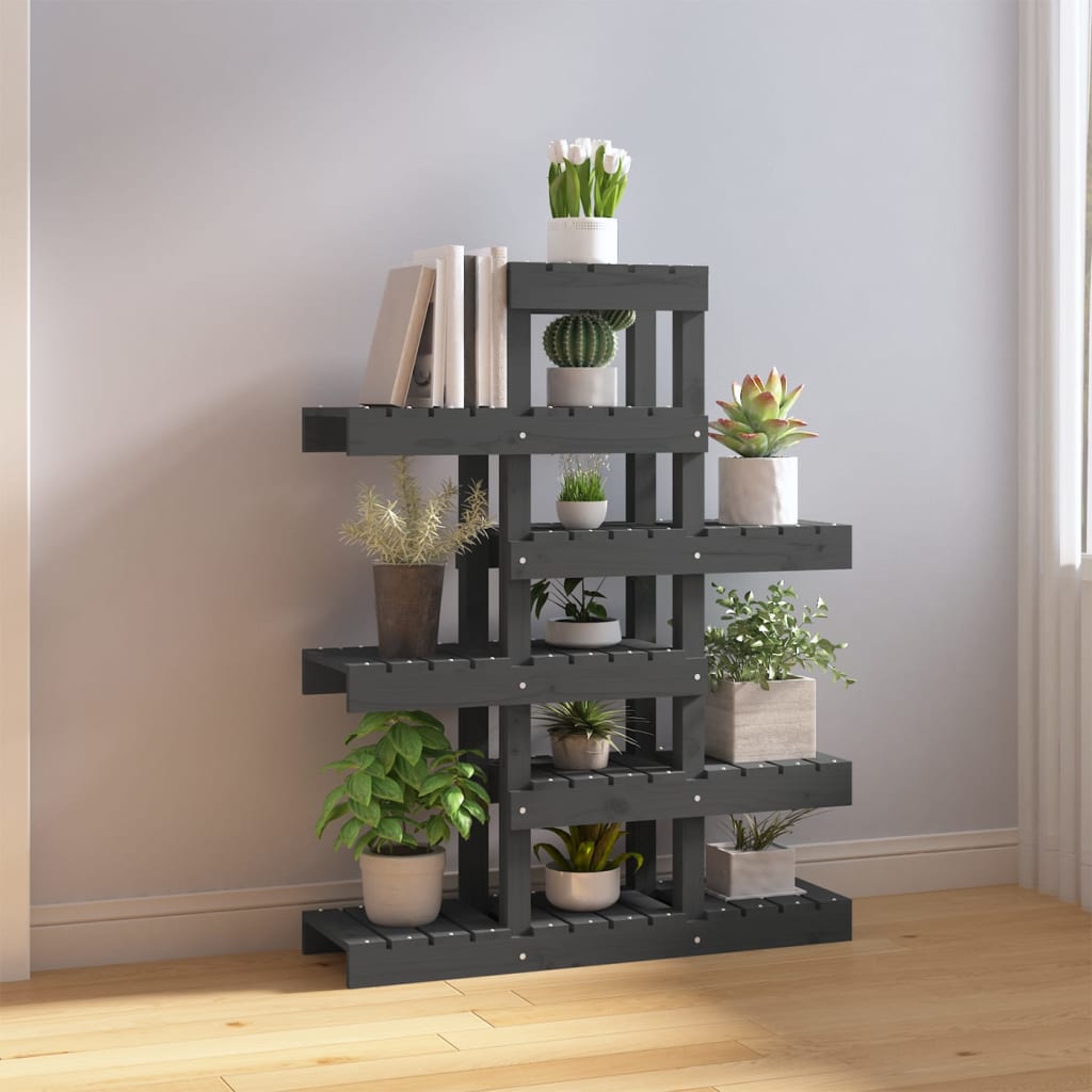 vidaXL Suport pentru plante, gri, 85x25x109,5 cm, lemn masiv de pin