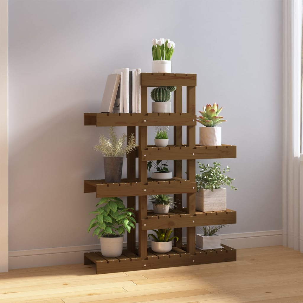 vidaXL Suport pentru plante, maro miere, 85x25x109,5 cm lemn masiv pin vidaXL Suport pentru plante, maro miere, 85x25x109,5 cm lemn masiv pin
