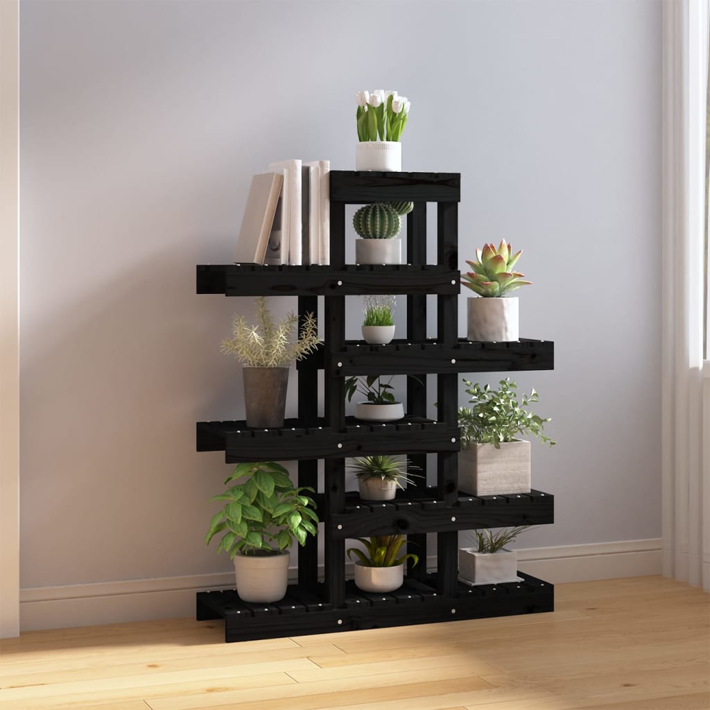 vidaXL Suport pentru plante, negru, 85x25x109,5 cm, lemn masiv de pin