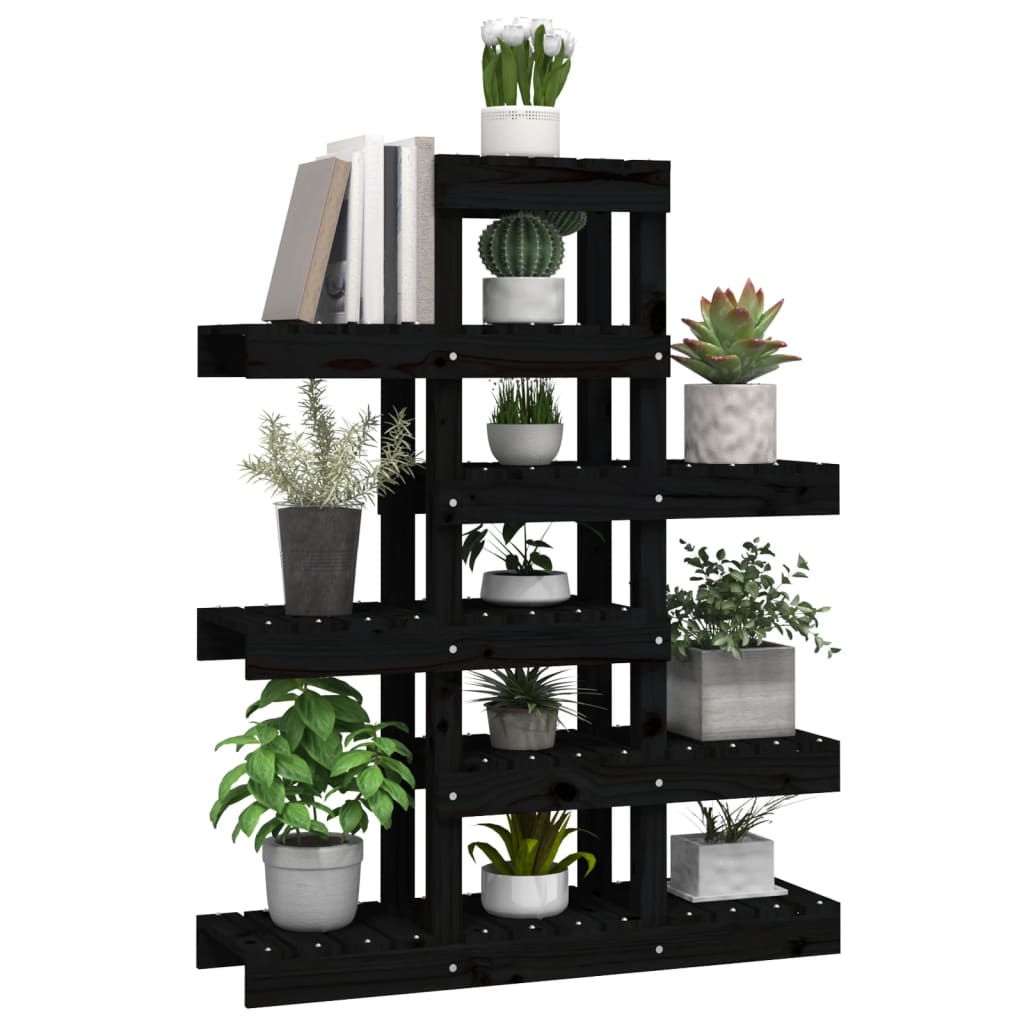 vidaXL Suport pentru plante, negru, 85x25x109,5 cm, lemn masiv de pin
