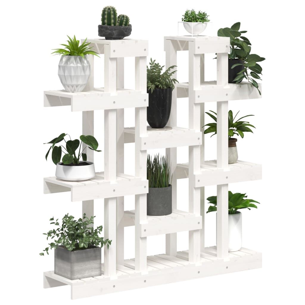 vidaXL Suport pentru plante, alb, 104,5x25x109,5 cm, lemn masiv pin vidaXL Suport pentru plante, alb, 104,5x25x109,5 cm, lemn masiv pin