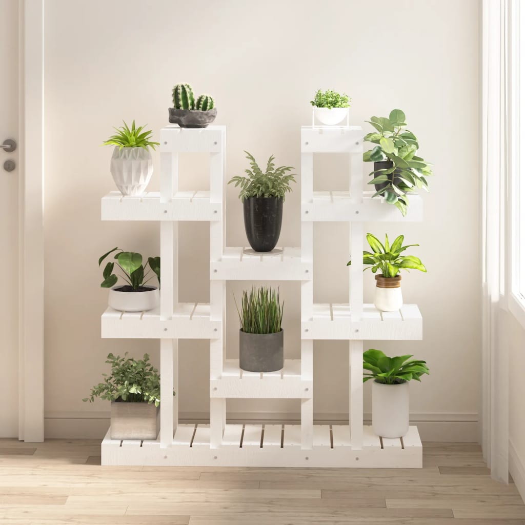 vidaXL Suport pentru plante, alb, 104,5x25x109,5 cm, lemn masiv pin vidaXL Suport pentru plante, alb, 104,5x25x109,5 cm, lemn masiv pin