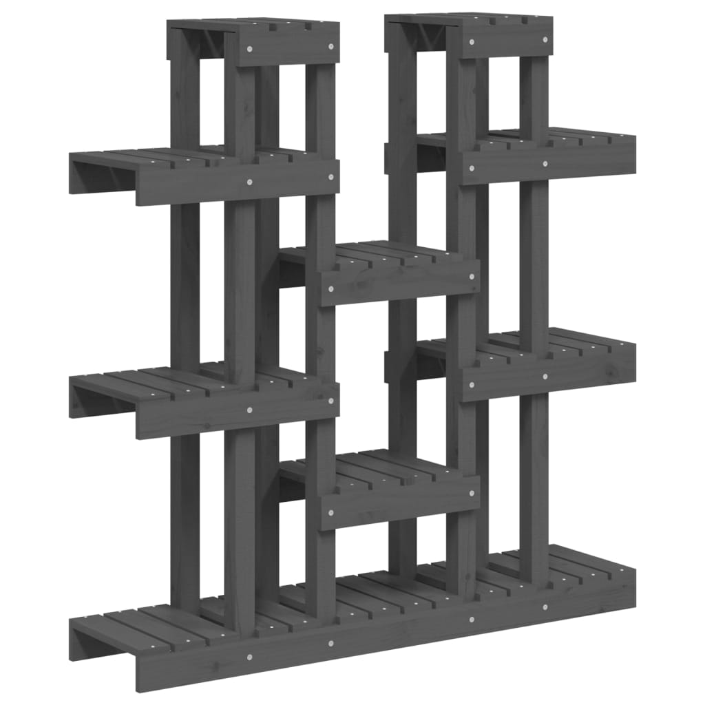 vidaXL Suport pentru plante, gri, 104,5x25x109,5 cm, lemn masiv pin