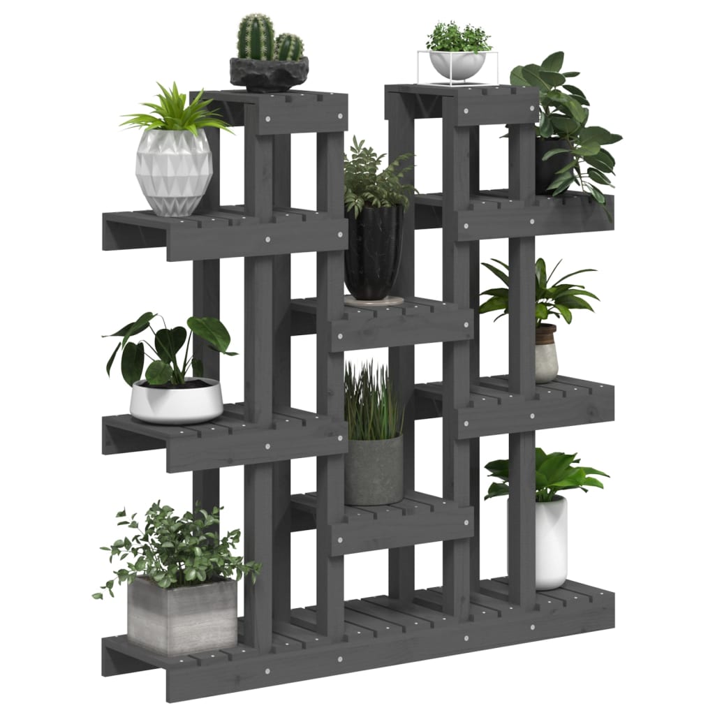 vidaXL Suport pentru plante, gri, 104,5x25x109,5 cm, lemn masiv pin