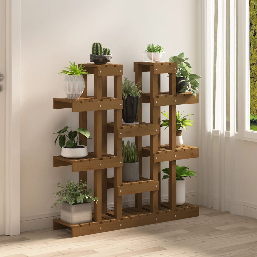 vidaXL Suport pentru plante,maro miere,104,5x25x109,5cm lemn masiv pin vidaXL Suport pentru plante,maro miere,104,5x25x109,5cm lemn masiv pin