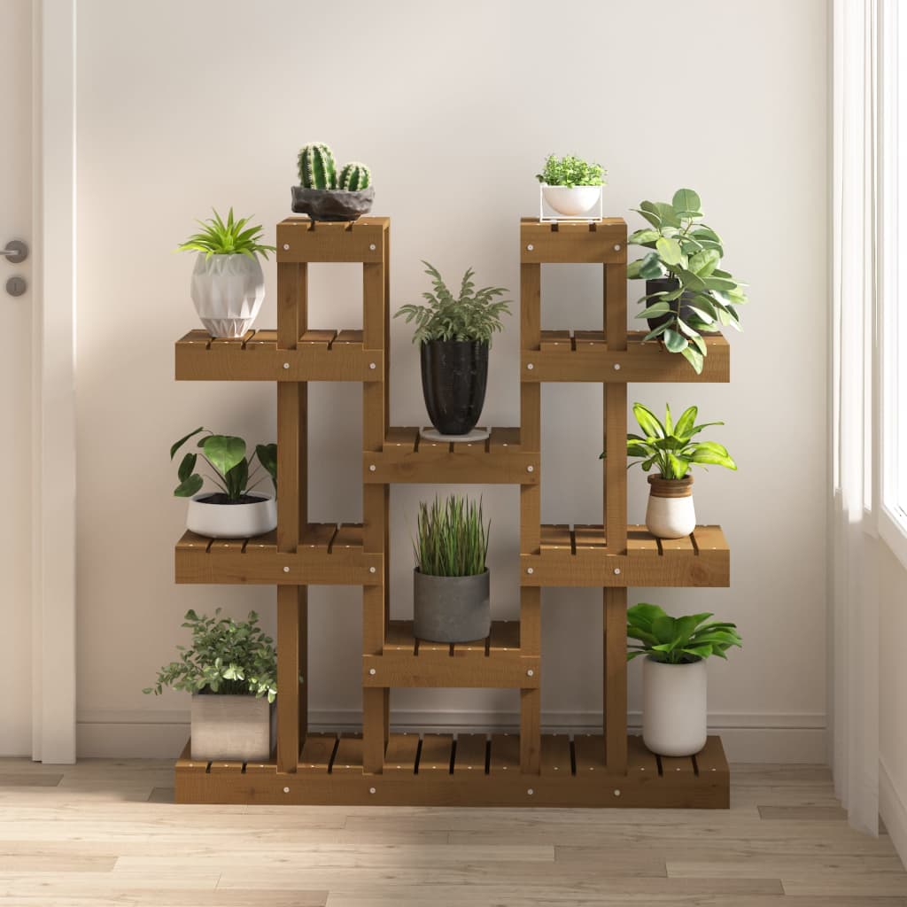 vidaXL Suport pentru plante,maro miere,104,5x25x109,5cm lemn masiv pin vidaXL Suport pentru plante,maro miere,104,5x25x109,5cm lemn masiv pin