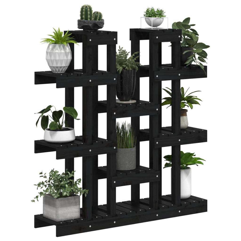 vidaXL Suport pentru plante, negru,104,5x25x109,5cm, lemn masiv de pin vidaXL Suport pentru plante, negru,104,5x25x109,5cm, lemn masiv de pin