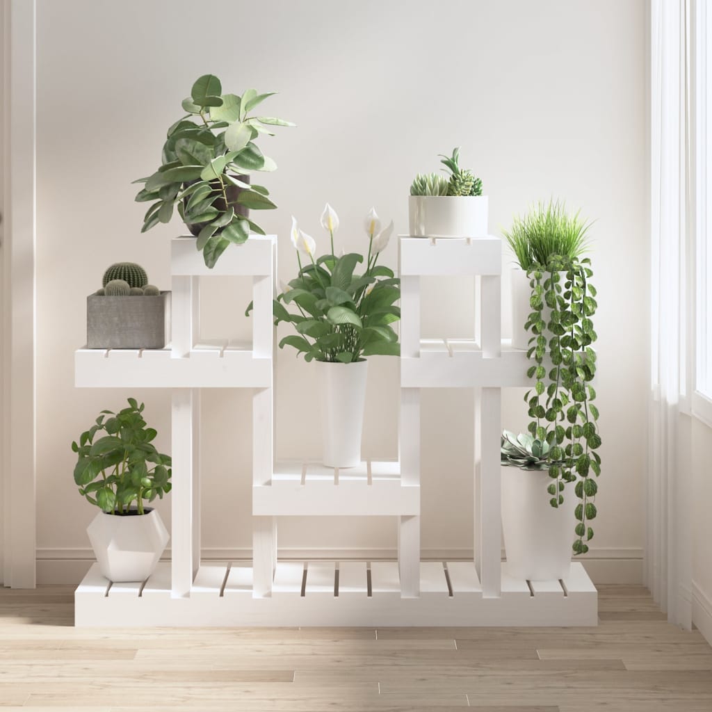 vidaXL Suport pentru plante, alb, 104,5x25x77,5 cm, lemn masiv de pin vidaXL Suport pentru plante, alb, 104,5x25x77,5 cm, lemn masiv de pin