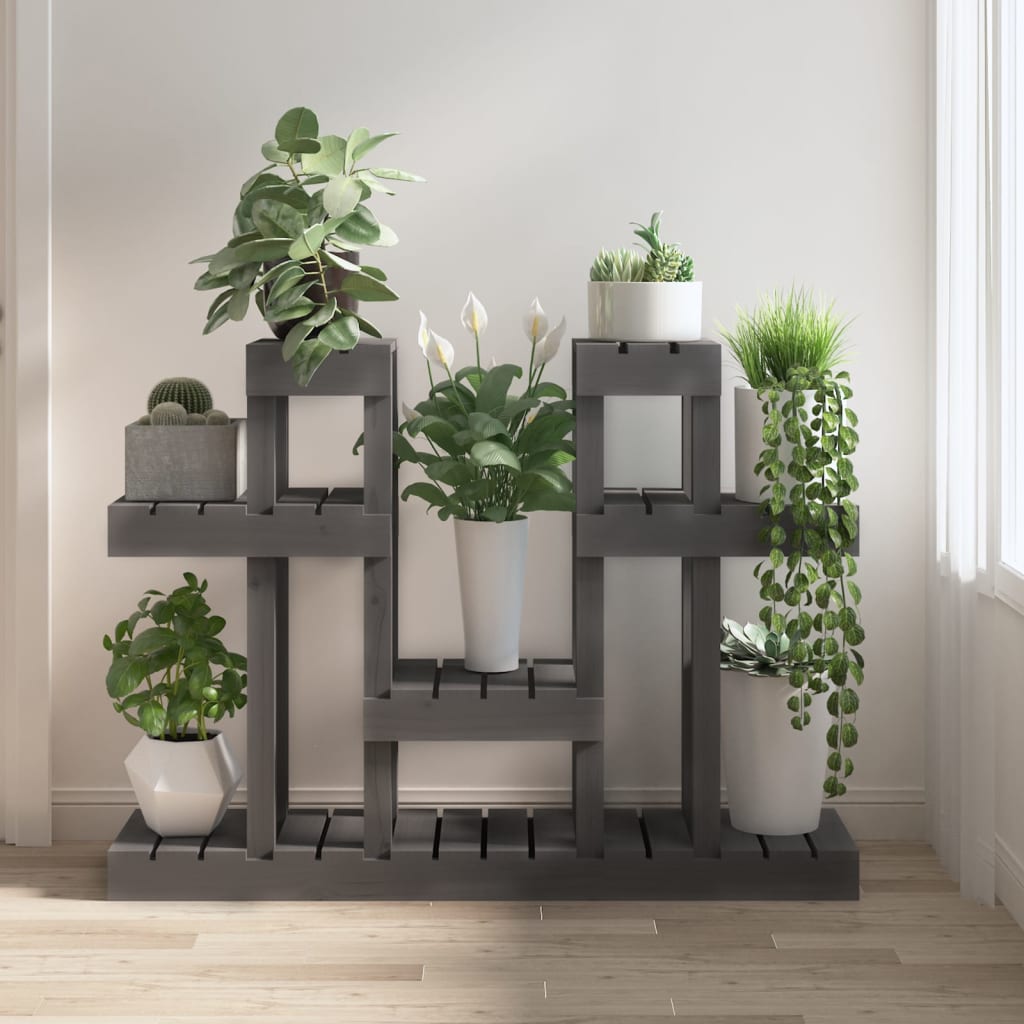 vidaXL Suport pentru plante, gri, 104,5x25x77,5 cm, lemn masiv de pin vidaXL Suport pentru plante, gri, 104,5x25x77,5 cm, lemn masiv de pin
