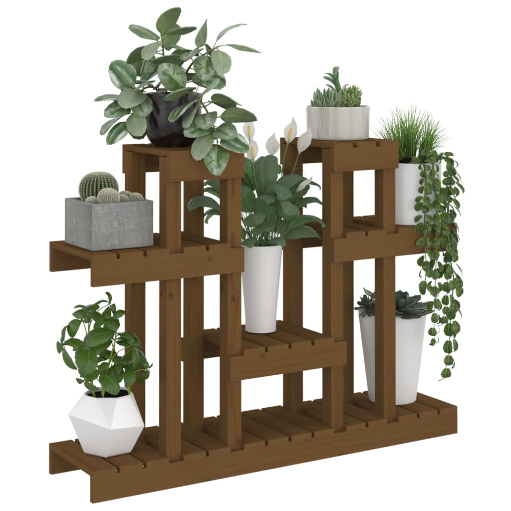vidaXL Suport pentru plante, maro, 104,5x25x77,5 cm, lemn masiv de pin vidaXL Suport pentru plante, maro, 104,5x25x77,5 cm, lemn masiv de pin