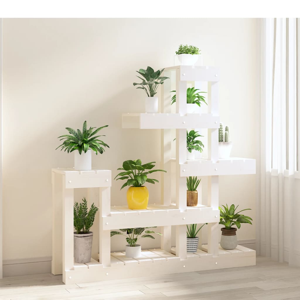 vidaXL Suport pentru plante, alb,92x25x97 cm, lemn masiv de pin vidaXL Suport pentru plante, alb,92x25x97 cm, lemn masiv de pin