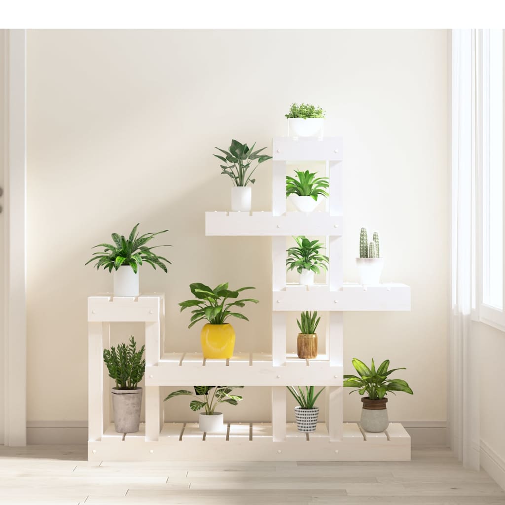 vidaXL Suport pentru plante, alb,92x25x97 cm, lemn masiv de pin vidaXL Suport pentru plante, alb,92x25x97 cm, lemn masiv de pin