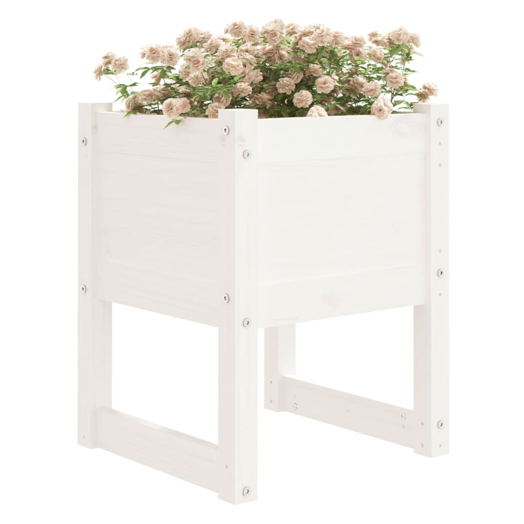 vidaXL Jardinieră, alb, 40x40x52,5 cm, lemn masiv de pin