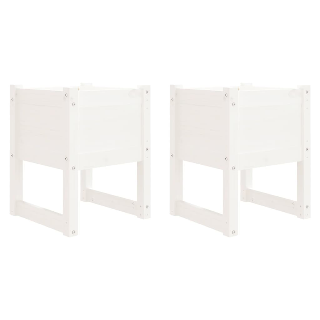 vidaXL Jardiniere, 2 buc., alb, 40x40x52,5 cm, lemn masiv de pin