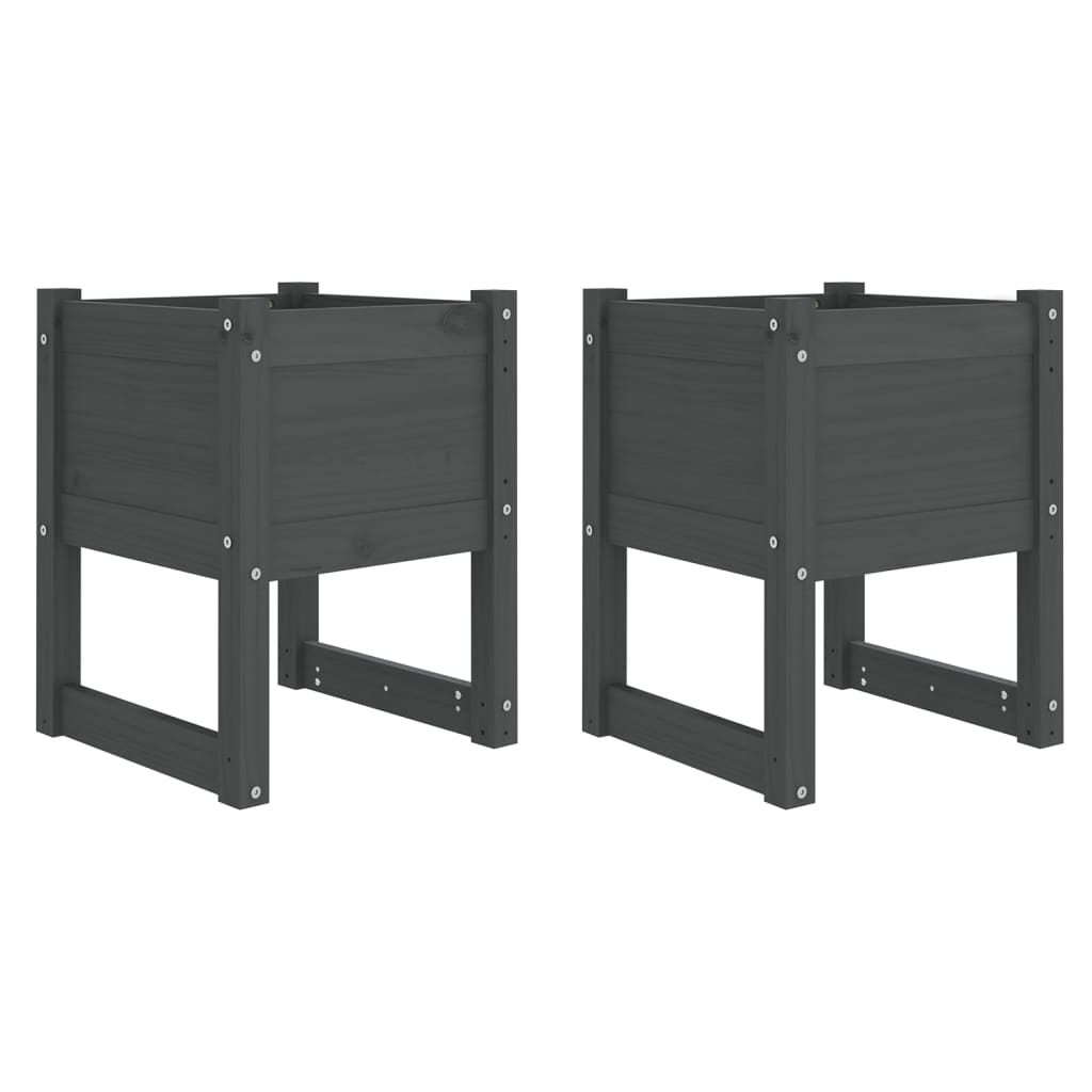 vidaXL Jardiniere, 2 buc., gri, 40x40x52,5 cm, lemn masiv de pin