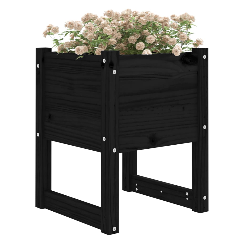 vidaXL Jardinieră, Negru , 40x40x52,5 cm, lemn masiv de pin