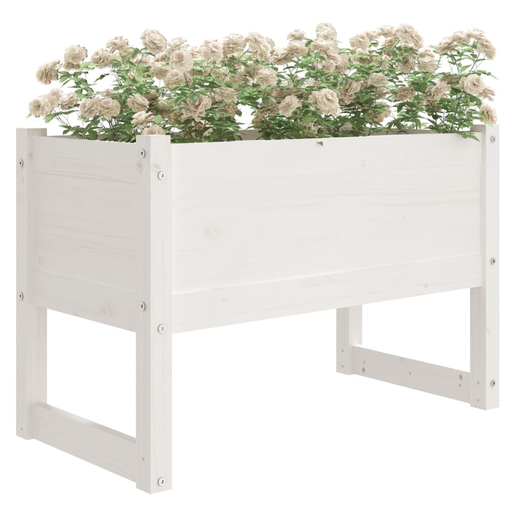 vidaXL Jardinieră, alb, 78x40x52 cm, lemn masiv de pin