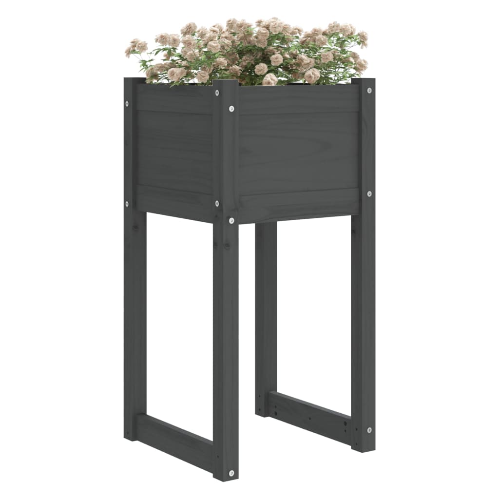 vidaXL Jardiniere, 2 buc., gri, 40x40x81 cm, lemn masiv de pin