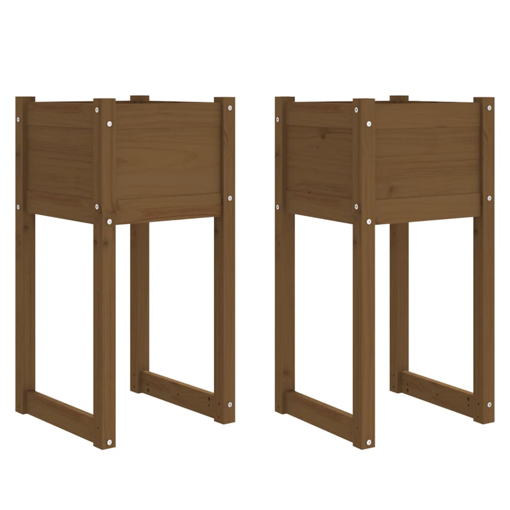 vidaXL Jardiniere, 2 buc., maro miere, 40x40x81 cm, lemn masiv de pin