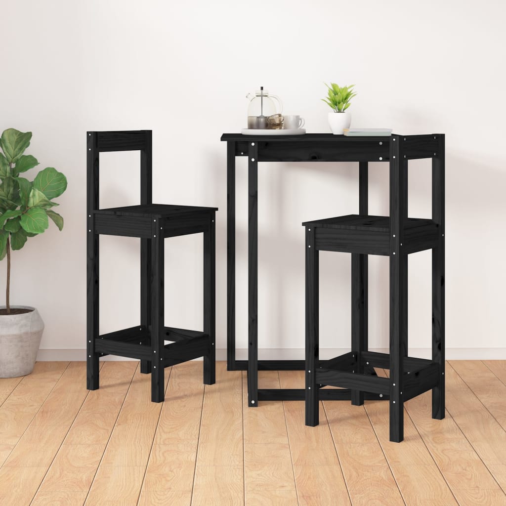 vidaXL Scaune de bar, 2 buc., negru, 40x41,5x112 cm, lemn masiv pin vidaXL Scaune de bar, 2 buc., negru, 40x41,5x112 cm, lemn masiv pin