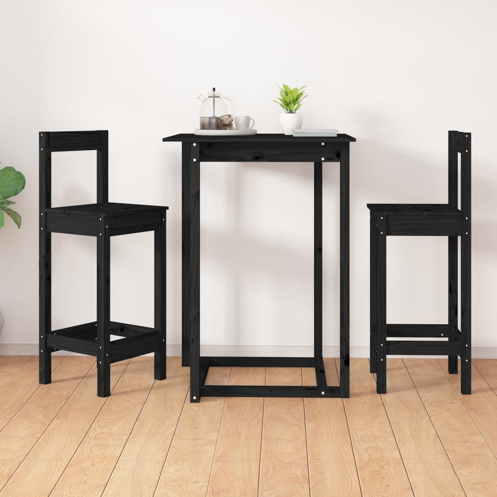 vidaXL Scaune de bar, 2 buc., negru, 40x41,5x112 cm, lemn masiv pin vidaXL Scaune de bar, 2 buc., negru, 40x41,5x112 cm, lemn masiv pin