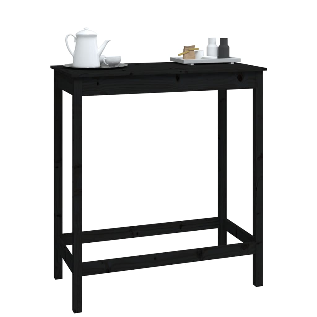 vidaXL Masă de bar, negru, 100x50x110 cm, lemn masiv de pin