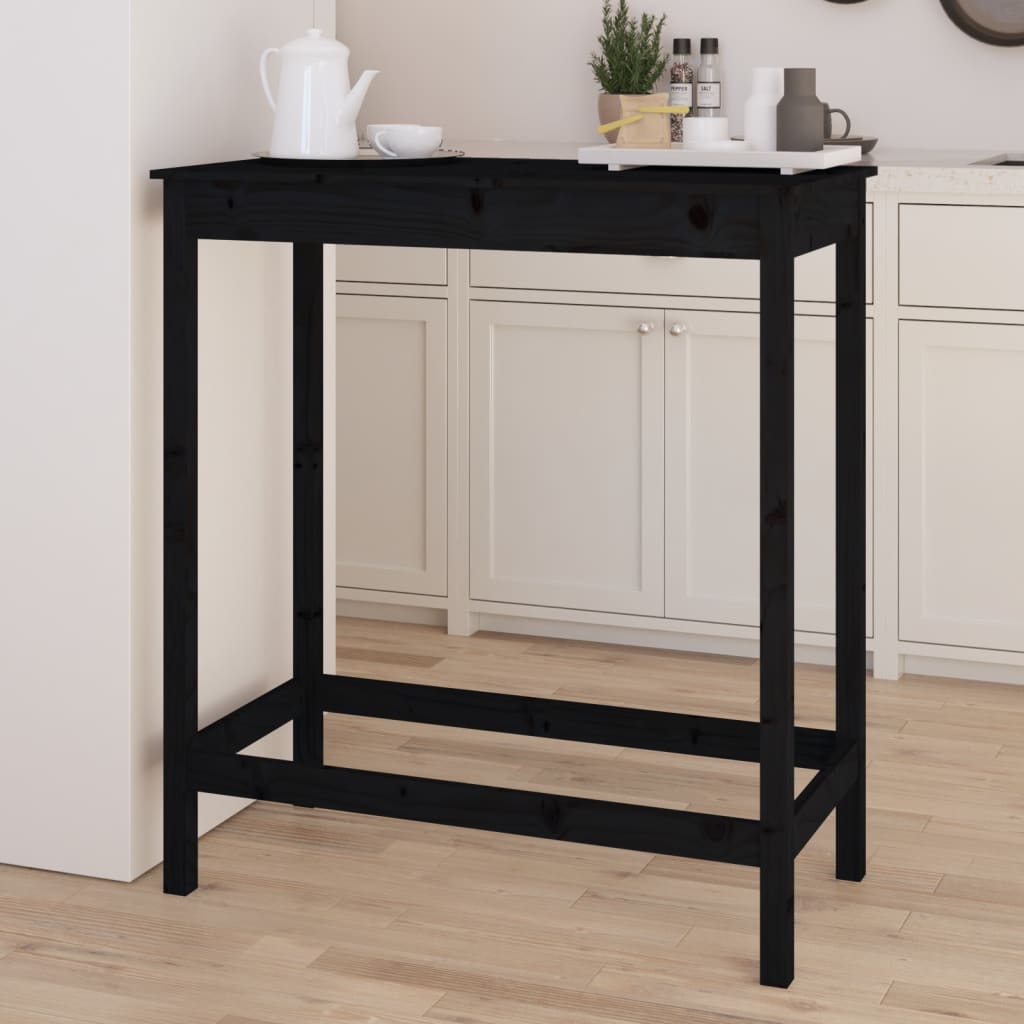 vidaXL Masă de bar, negru, 100x50x110 cm, lemn masiv de pin