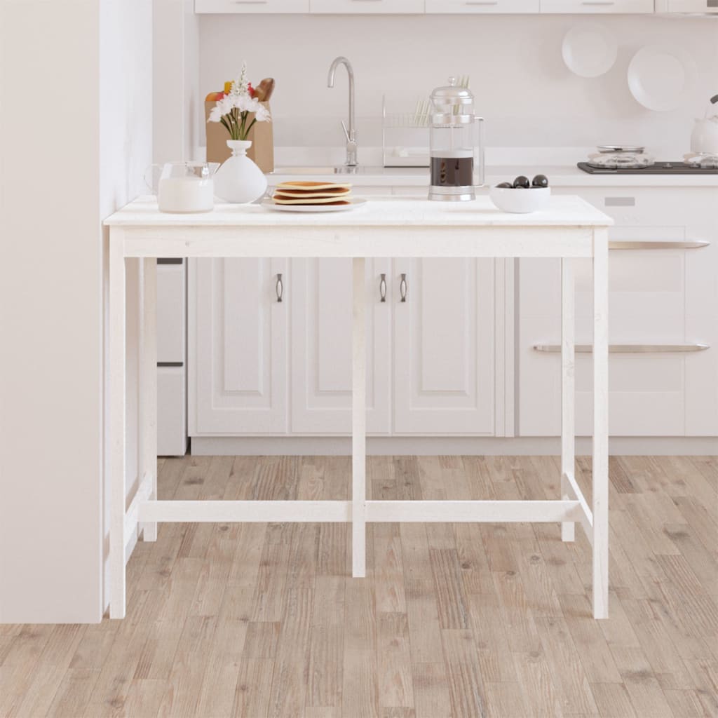 vidaXL Masă de bar, alb, 140x80x110 cm, lemn masiv de pin